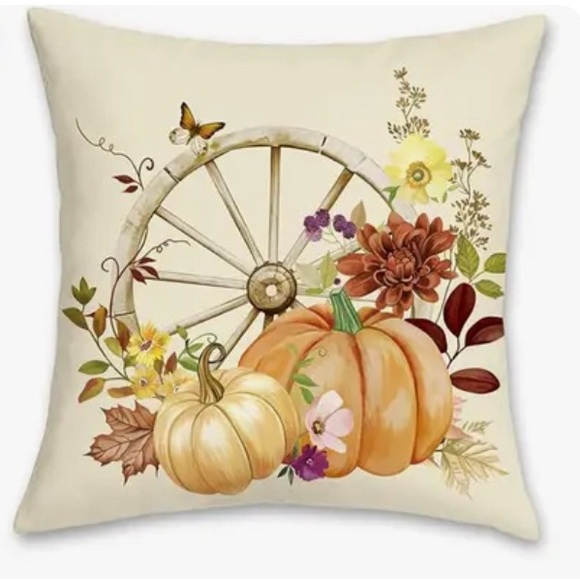 🍂NIP 4/pc/set pumpkins & florals Pillow Covers 🎃PILLOW COVERS ONLY💐 - Picture 3 of 5